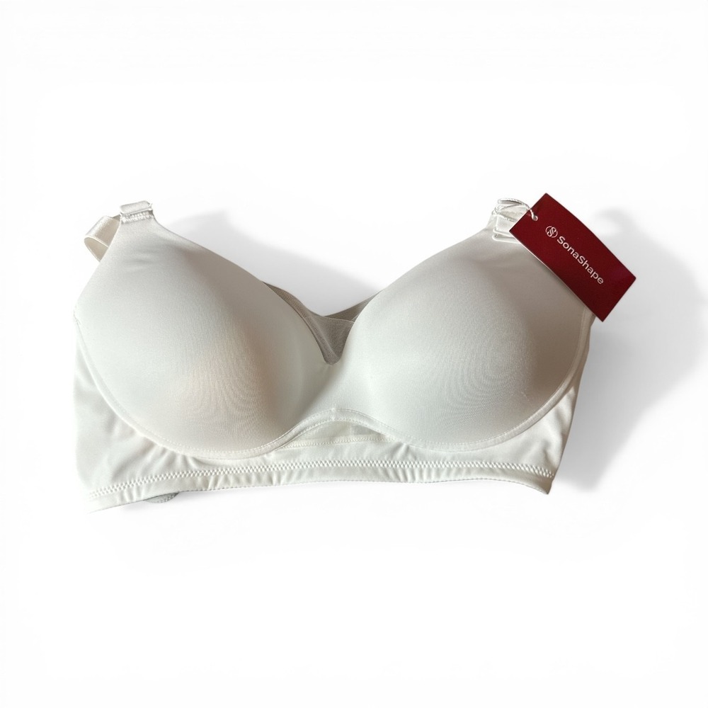 SonaShape Daily Comfort Seamless Lifting Bra L (36C) White Solid Adjustable NWT - Picture 3 of 4